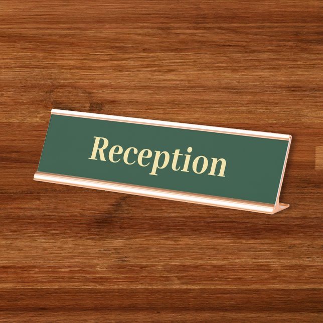 Placa De Mesa Recepção de escritório profissional Dourado Verde  (Modern Green Gold Professional Office Reception Desk Name Plate)