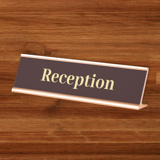 Placa De Mesa Recepção do escritório profissional Dourado modern (Modern Brown Gold Professional Office Reception Desk Name Plate)