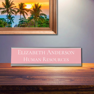 Placa De Mesa Recursos Humanos Rosa Personalizados