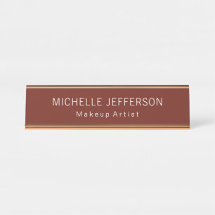Placa De Mesa Red Brown Makeup Artist Negócios Exclusivos