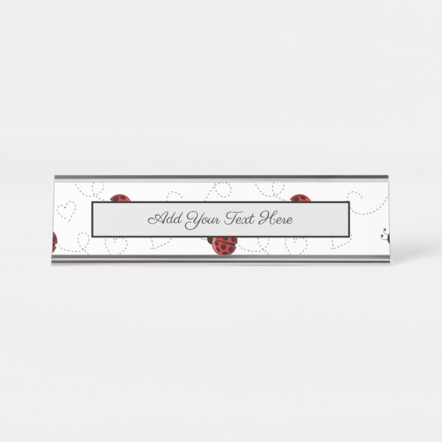 Placa De Mesa Red Ladybug Beetle Insett Lover Black Hearts (Frente)