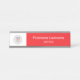 Placa De Mesa Red Your Logo Modern Desk Name Plate (Vermelho)