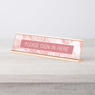 Placa De Mesa Registre-se aqui - Blush Rosa Marble