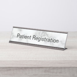 Placa De Mesa Registro de Pacientes Mármore Branco Falso Elegant