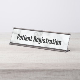 Placa De Mesa Registro de Pacientes Mármore Branco Falso Elegant