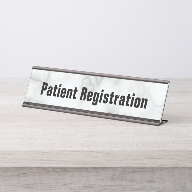 Placa De Mesa Registro de Pacientes Mármore Branco Falso Elegant (Frente)