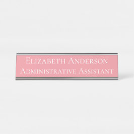 Placa De Mesa Rosa do Assistente Administrativo Personalizado