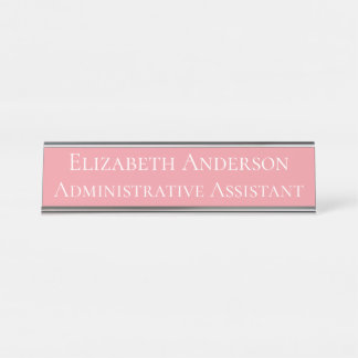 Placa De Mesa Rosa do Assistente Administrativo Personalizado