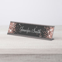 Rosa Dourado Brilho Sólido Preto