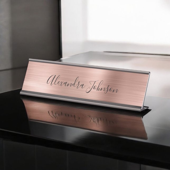 Placa De Mesa Rosa Gold Foil | Folha Rosa Esbranquiçada Moderna (Criador carregado)