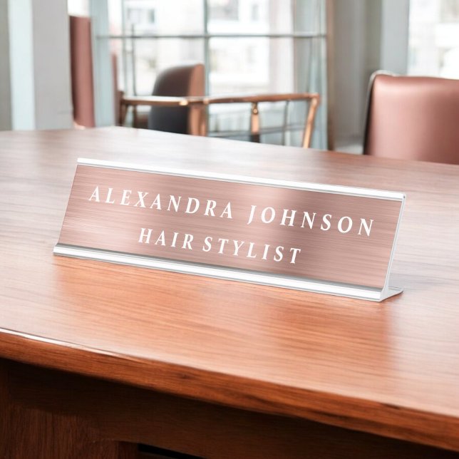 Placa De Mesa Rosa Gold Foil | Folha Rosa Esbranquiçada Moderna (Criador carregado)