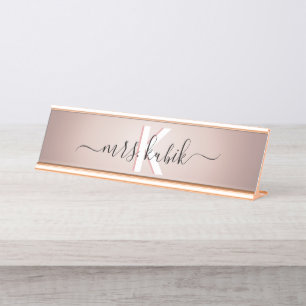 Placa De Mesa Rosa Gold Foil Teacher Desk Name Placa