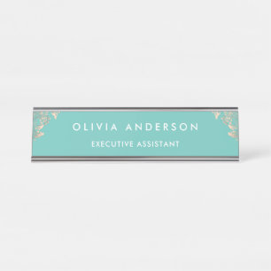 Placa De Mesa Rosa profissional moderno - Dourado Sparkle Glitte