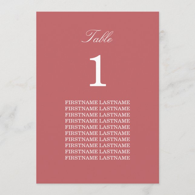 Placa de Mesa Rosa Rosa Dusty com Nomes de Convida (Frente)