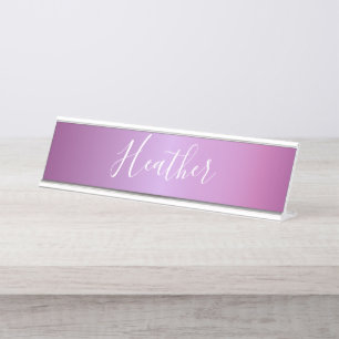 Placa De Mesa Roxo Violeta & Letra Personalizada Branca