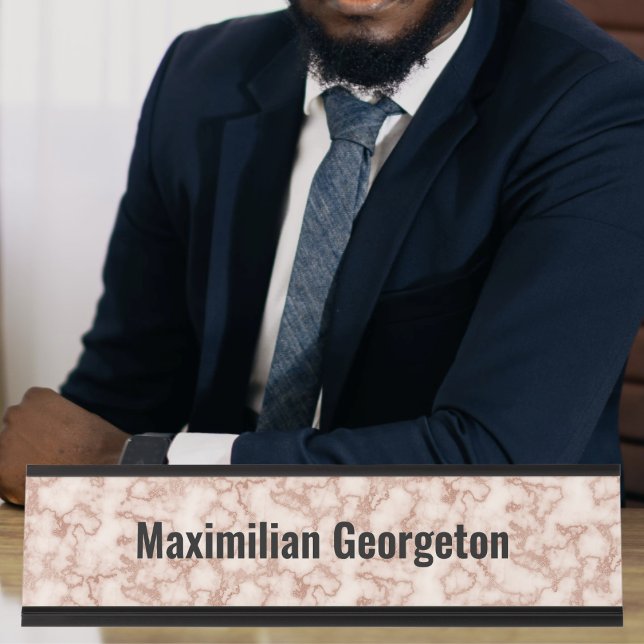 Placa De Mesa Rustic Brown Marble para ele (Rustic Brown Marble for him Desk Name Plate by Office Accessories Shop)