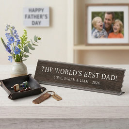Placa De Mesa Rustic Wood Melhor Pai Personalizado