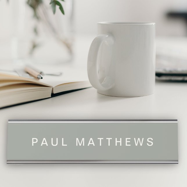 Placa De Mesa Sage Green Modern Sleek Personalizar Adicione Seu  (Criador carregado)