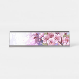 Placa De Mesa Sakura rosa no fundo da pintura