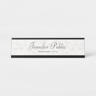 Placa De Mesa Script de Mão Branco Elegante Moderno e Personaliz