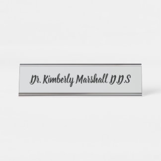 Placa De Mesa Script Dentist Gray