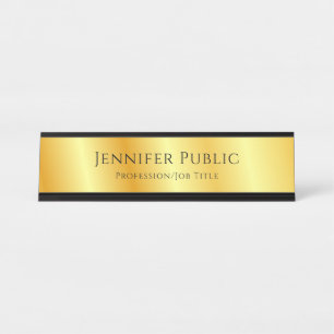 Placa De Mesa Script Elegante Faux Dourado de aparência metáli