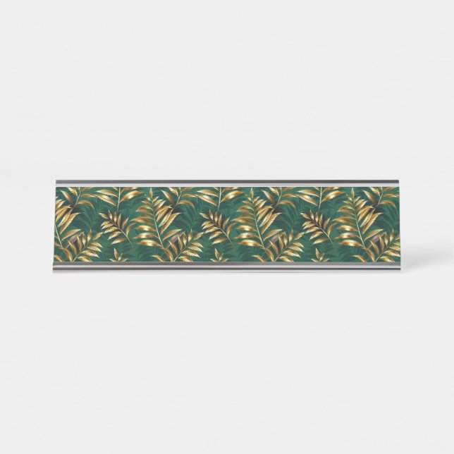 Placa De Mesa Seamless pattern with golden ferns (Frente)
