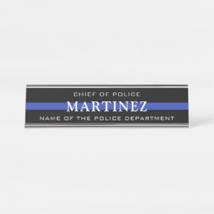 Placa De Mesa Serviço Policial Thin Blue Line Personalizado