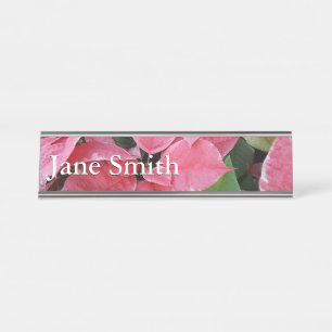 Placa De Mesa Silver Star Marble Poinsettias Feriado Rosa Floral