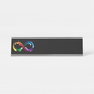 Placa De Mesa Símbolo do infinito de cometas arco-íris