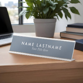 Placa De Mesa Simple Basic Professional Dusty Blue Name Title