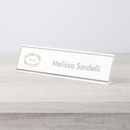 Placa De Mesa simple modern sage green business logo custom
