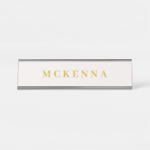 Placa De Mesa Simples e Dourado Ecru Personalizado