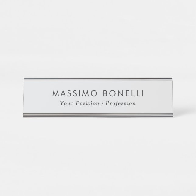 Placa De Mesa Simples Minimalista Elegante Moderno Cinza (Frente)