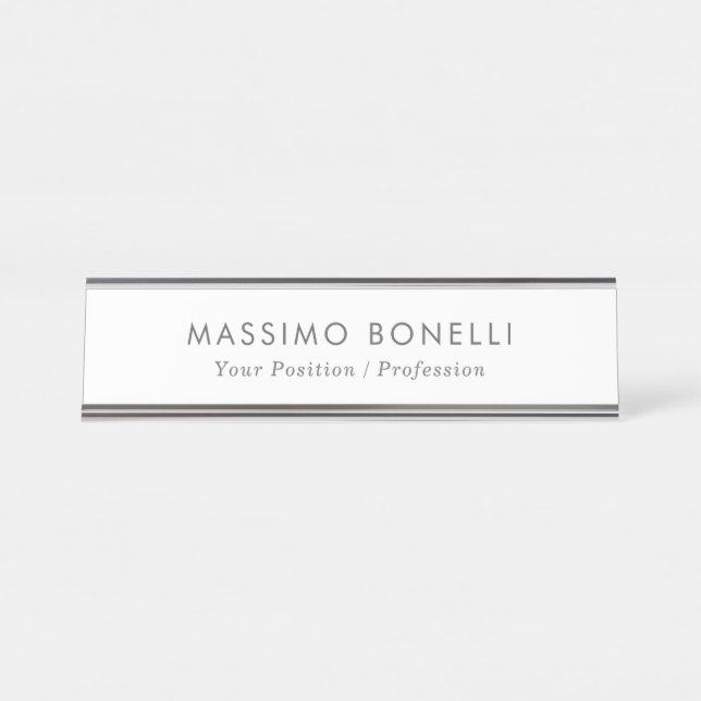 Placa De Mesa Simples Minimalista Moderno Branco Elegante (Frente)