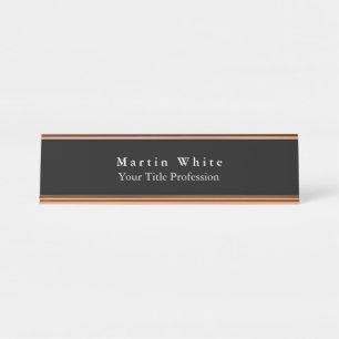 Placa De Mesa Simples preto branco profissional moderno