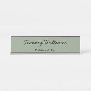 Placa De Mesa Simples profissional Verde Sage Minimalista