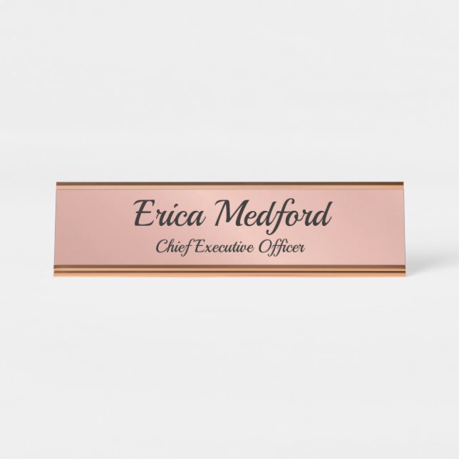 Placa De Mesa Sinal de Mesa Rosa Dourado Feminino (Frente)