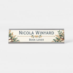 Placa De Mesa Sinal de Nome para Mesa de Amante de Livros Escr