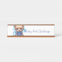 Placa De Mesa Sinal de Tabletop Chá de fraldas Azul Urso Teddy