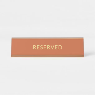 Placa De Mesa Sinal de Tabletop Reservado Dourado Terracotta