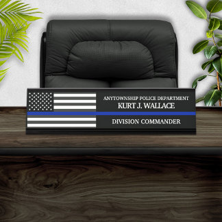 Placa De Mesa Sinalizador da Polícia de Linha Azul-Fino