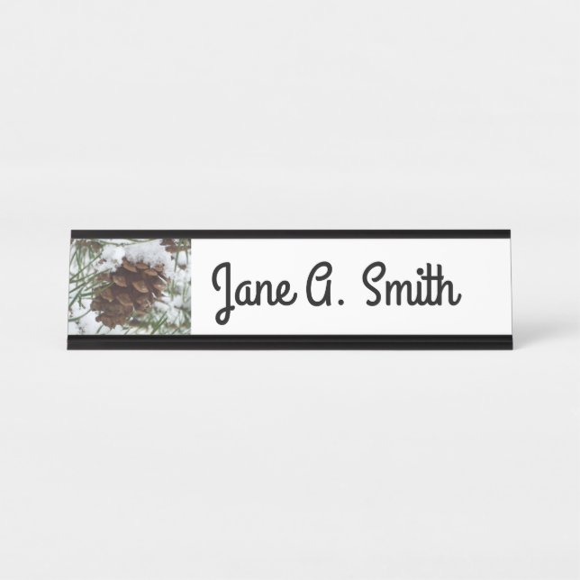 Placa De Mesa Snowy Pine Cone I Winter Nature Photoshop (Frente)