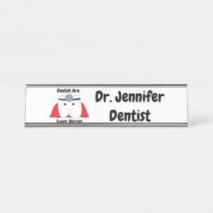 Placa De Mesa Super Hero Engraçado Dentista Personalize