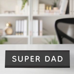 Placa De Mesa Super Pai Negrito e Branco Escritório