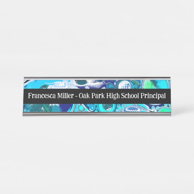 Placa De Mesa Tabuleiros Azuis do Mar Abstrato (Frente)