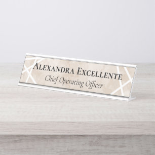 Placa De Mesa Tan Watercolor Geométrico Moderno Personalizado