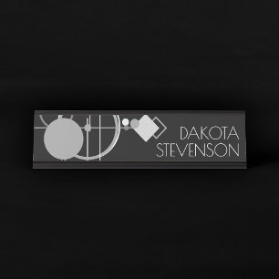 Placa De Mesa Tattoos Modern Art Deco   Marca monocromática