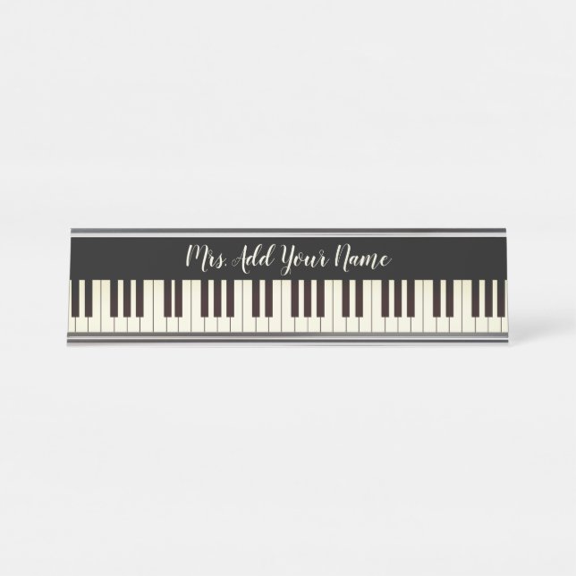 Placa De Mesa Teclas Piano do Professor de Música Personalizada  (Frente)