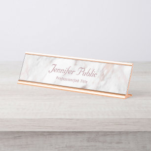 Placa De Mesa Tendência Profissional Elegante Rosegold Marble Mo
